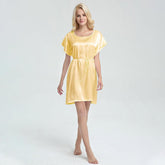 Women Short Silk Nightgown with belt Silk Chemise